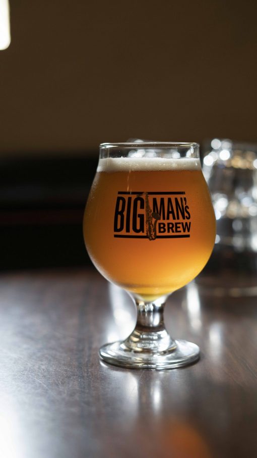 Big Man’s Brew Beer Glass Front